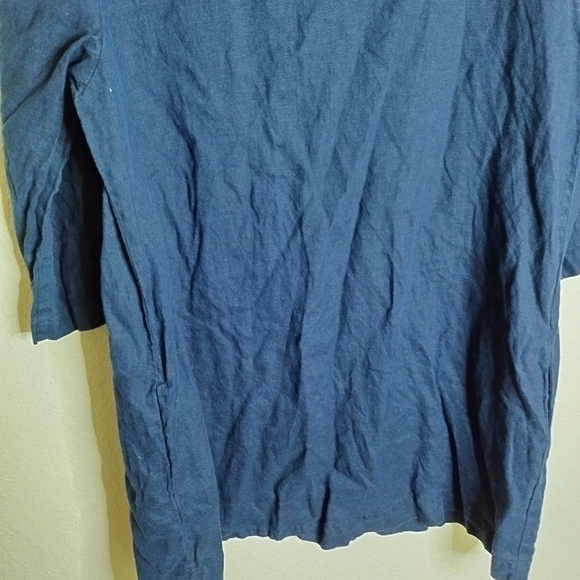 Len Ok linen langenlook loose crew neck pocket 3/4 sleeve dress sz XXL - Picture 3 of 8